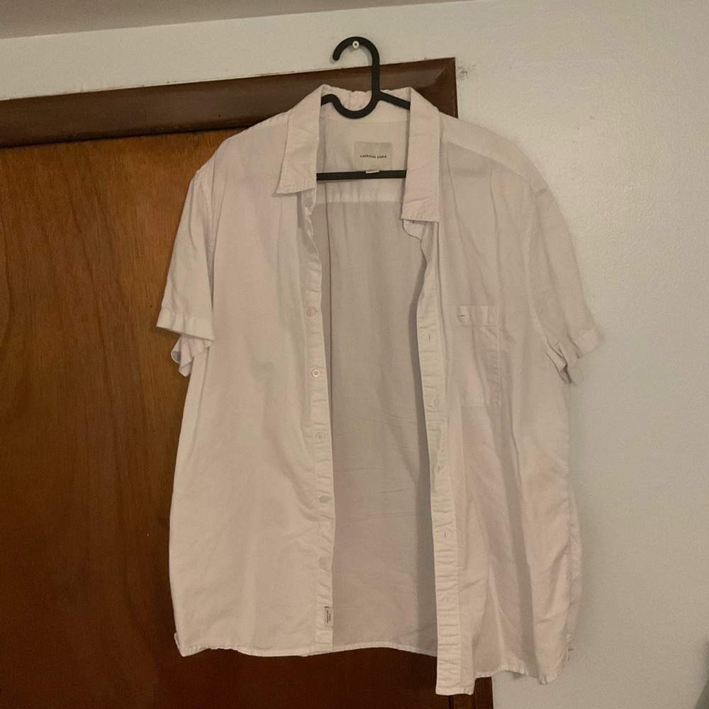 American Eagle Outfitters blue tint/white Button-Up Shirt